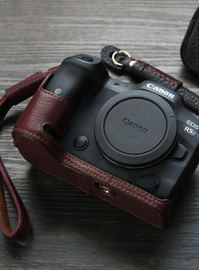 适用于佳能EOS R5相机套包EOS R62 MARKII 二代保护套真皮半套底座手柄手工牛皮复古R7皮套R6/R8/RP