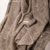 APCSHOP 意大利老钱风印花纯羊绒围巾女秋冬新款 古典针织外搭披肩