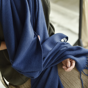 APCSHOP 欧美女士秋冬加厚保暖水波纹羊绒披肩加长纯色流苏大围巾