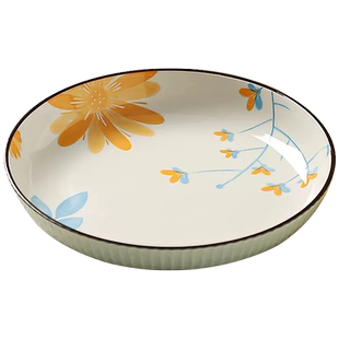 中式釉下彩陶瓷盘子菜盘家用2025新款8英寸深盘子碗盘日式菜碟子