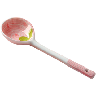草莓釉下彩陶瓷勺子小号汤勺家用可爱高颜值长柄调羹汤匙儿童吃饭