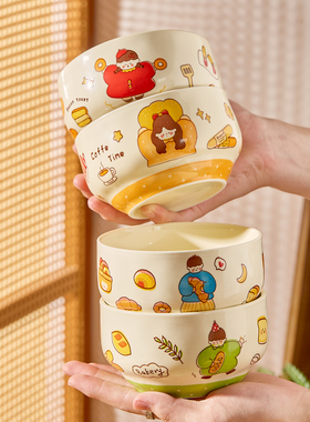 一家三口米饭碗陶瓷碗个人专用亲子碗家用2025新款儿童碗一人一碗