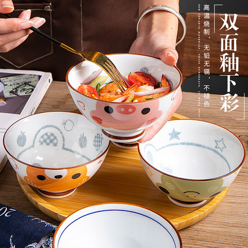 陶瓷釉下彩米饭碗家用可爱吃饭碗