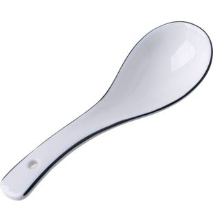 纯白陶瓷釉下彩家用小勺子小汤勺大饭勺粥勺调羹汤匙长柄勺大汤勺