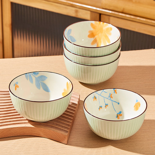 中式釉下彩陶瓷家用小碗饭碗餐具