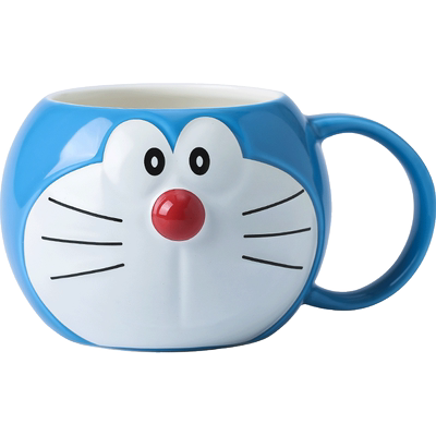 陶瓷哆啦卡通可爱带盖带勺马克杯
