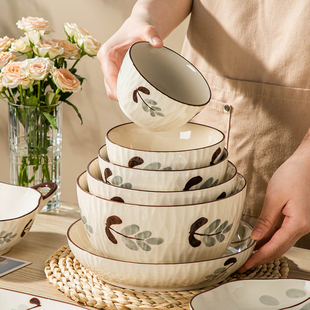 釉下彩陶瓷碗盘餐具日式家用2025新款高颜值米饭碗汤碗面碗菜盘子