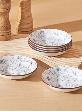 线唐草釉下彩陶瓷调味碟小碟子家用2025新款日式蘸料碟酱油碟醋碟