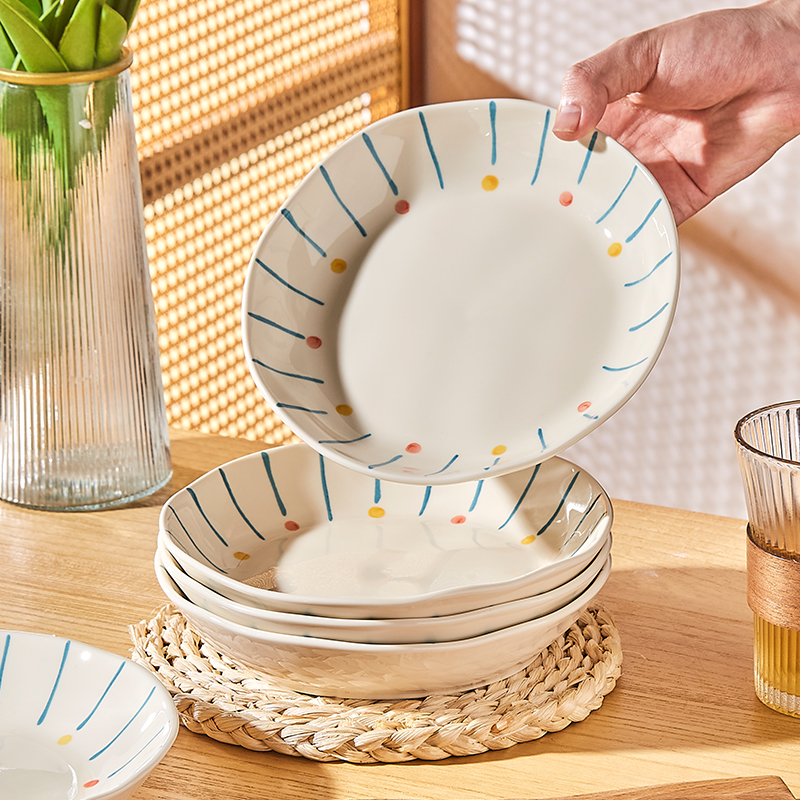 高颜值釉下彩陶瓷盘子家用新款