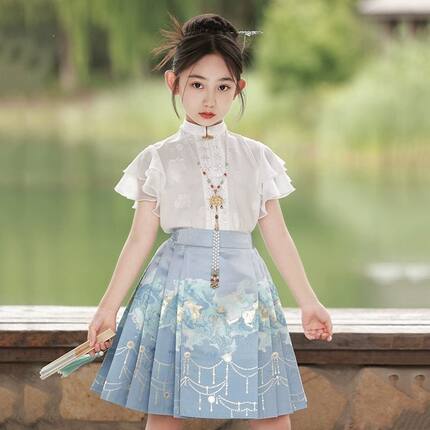 女童中国风马面裙套装夏季改良汉服古装童装明制儿童古风唐装薄款