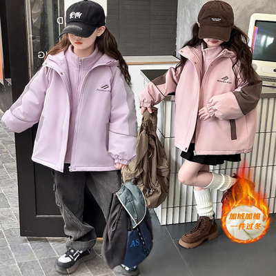 女童冲锋衣加厚三合一两件套拆卸