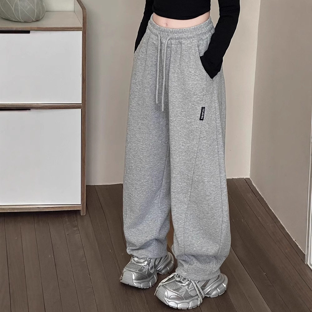 女童秋冬加绒新款阔腿休闲长裤