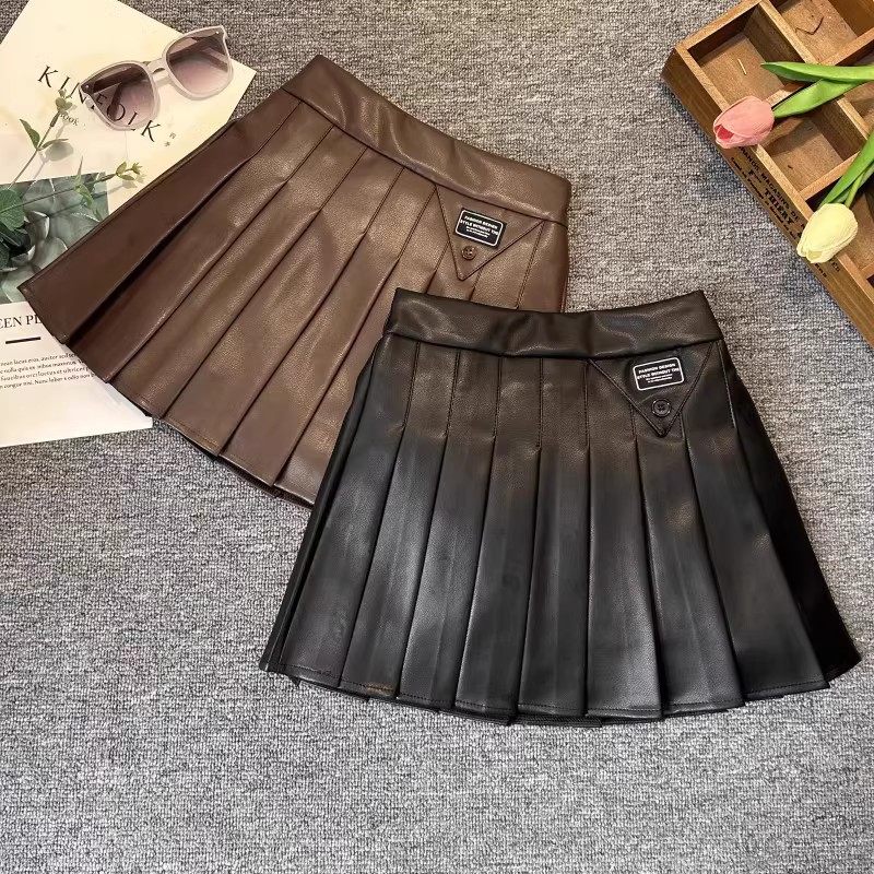 女童皮裙半身裙秋冬2026新款洋气pu皮儿童短裙百搭潮流女孩皮短裙