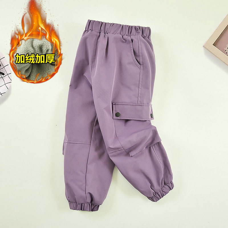 女童冲锋工装裤防风防水加绒厚中大童2026春秋冬新款保暖滑雪裤潮