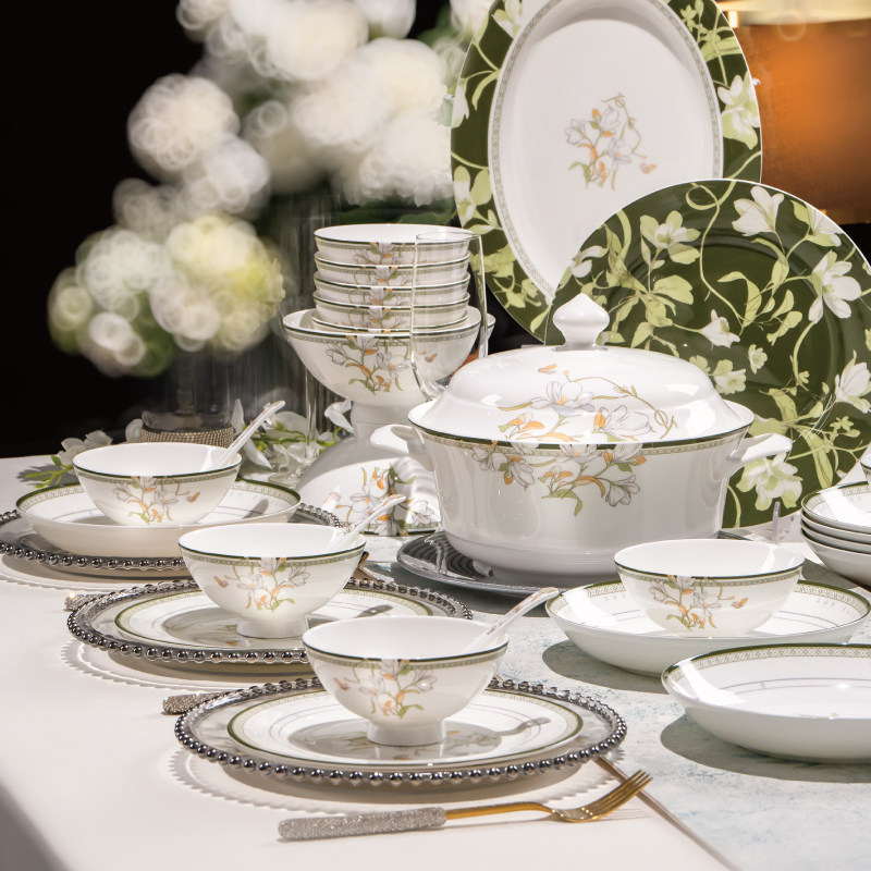 英式碗盘高端餐具套装2023新款景德镇高级骨瓷碗碟套装家用乔迁,餐饮具,碗,淘宝优惠券,粉丝福利购,淘宝优惠卷
