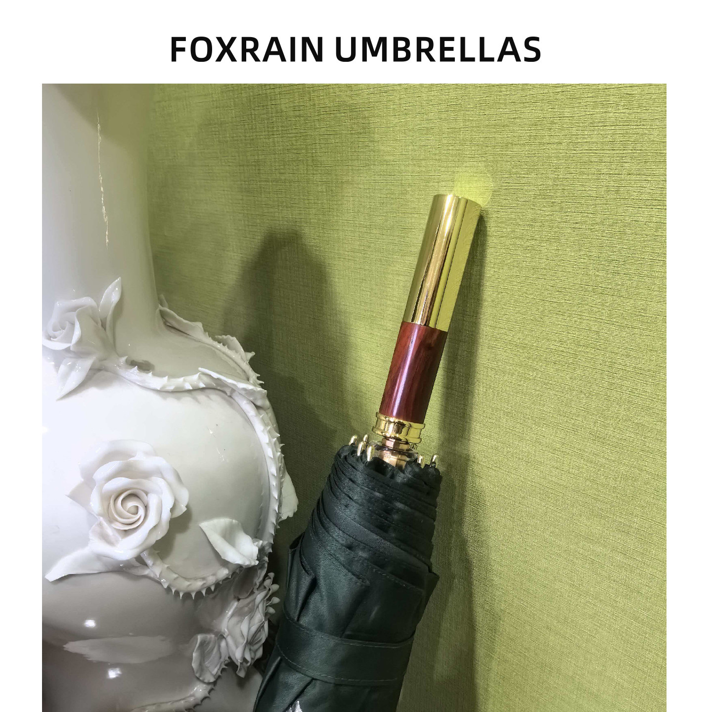 FOXRAIN三折手开复古刺绣防晒防紫外线伞小直柄高级感太阳伞两用