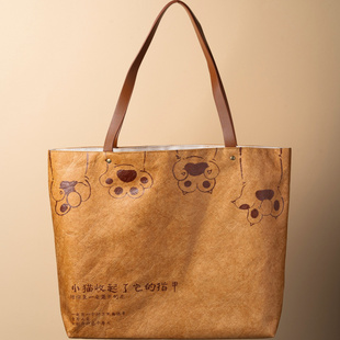 原创手绘善待毛孩子猫爪托特包杜邦手提通勤包流浪猫狗关爱动物