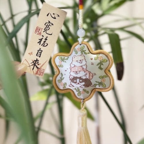 手工绣花中国风艾草复古汉服配饰