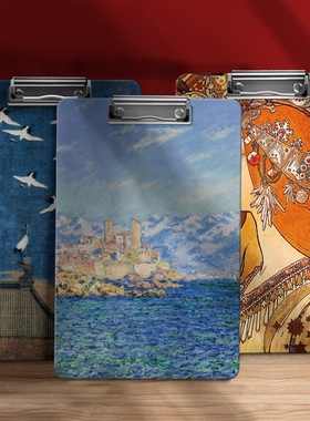 墨染文坊Engram系列亚克力板夹文件夹板世界名画莫奈梵高星空瑞鹤图文具办公学生用品a4写字垫板资料夹书写板