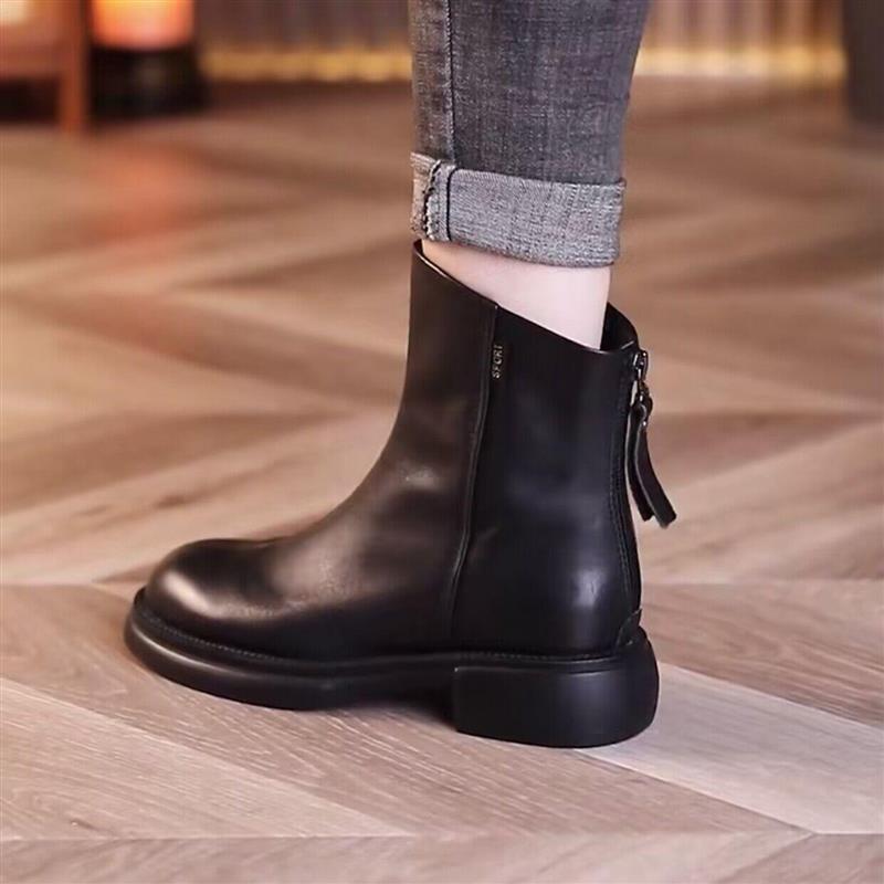临蔡冬季加绒马丁靴2025新款秋冬女士时尚短靴百搭软底休闲皮靴子