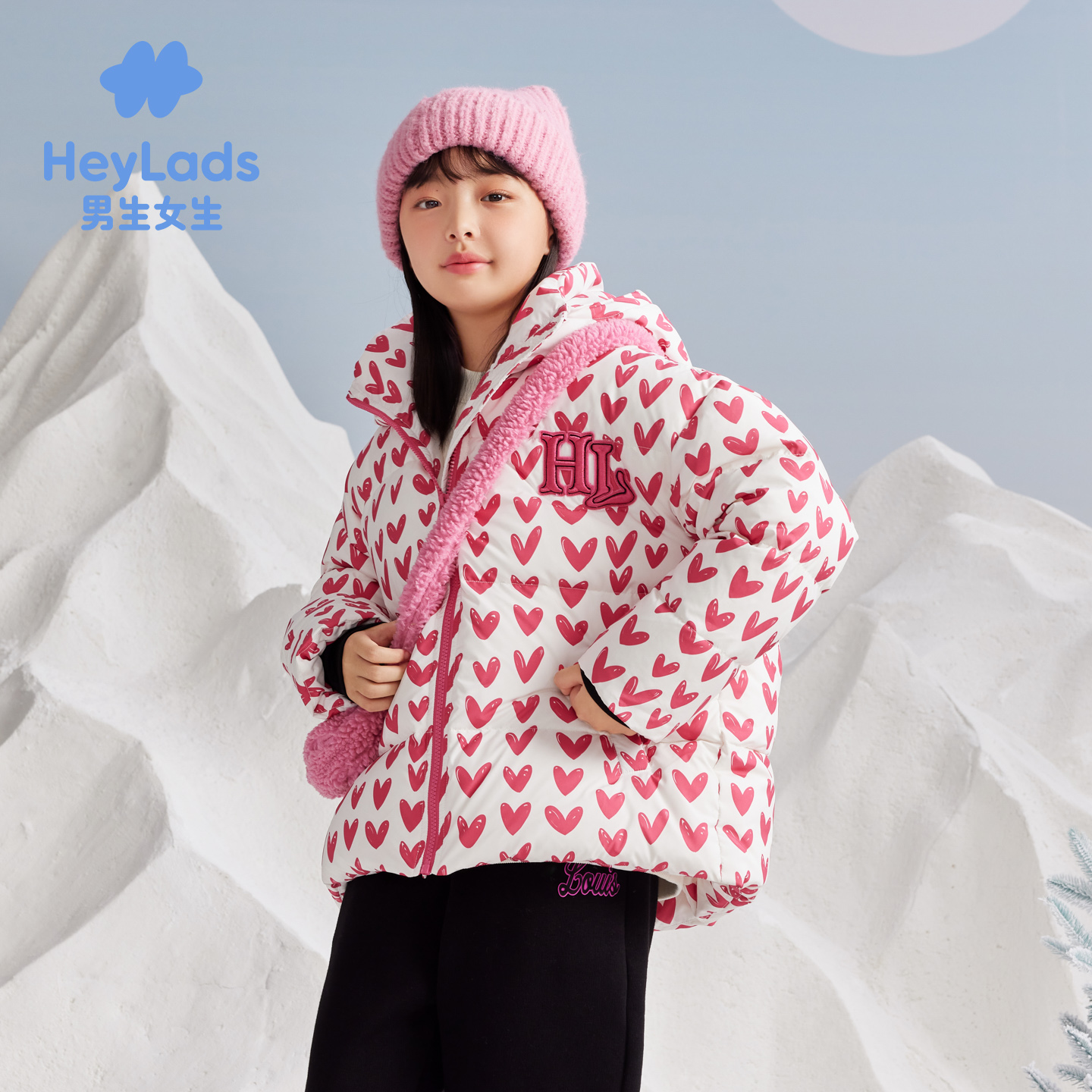 男生女生女大童保暖连帽羽绒服NCYAJ43578A