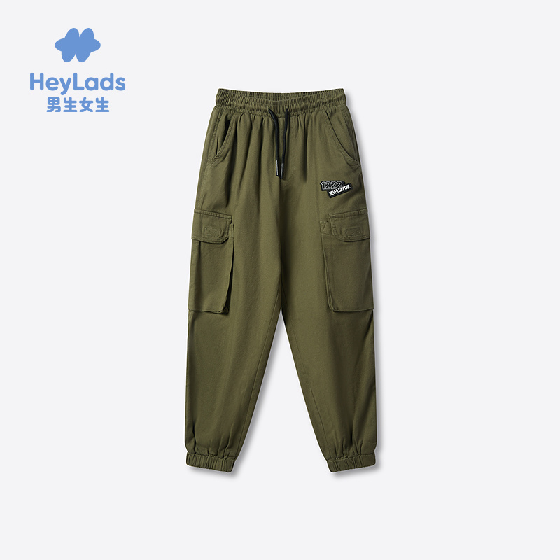 男生女生男大童军绿色工装长裤NPXEJ33045A