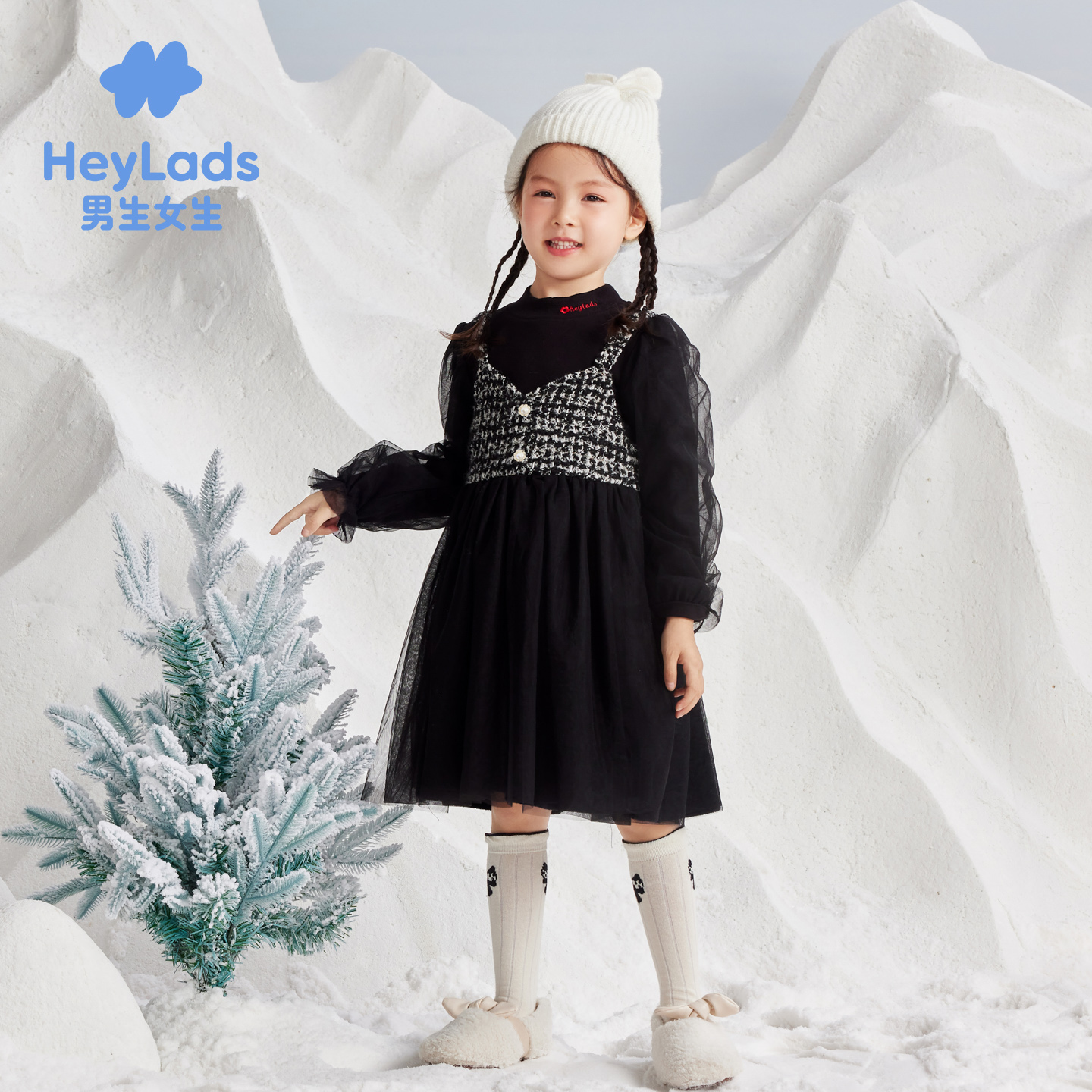 男生女生女连衣裙甜美冬季