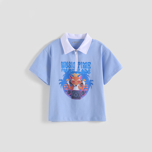 【呼呼专享】男生女生男小童印花图案短袖T恤NJTAJ24202B