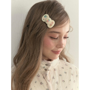 sunsetpark gift日落公园复古手绘感碎花蝴蝶结感发夹刘海夹