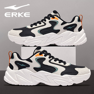 鸿星尔克男鞋2025年秋冬季新款皮面防水老爹鞋学生运动跑步鞋子