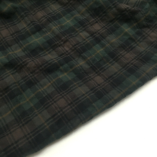 一米价 暗棕绿色条纹格子图案纯棉面料 春夏 连衣裙 衬衫 布料