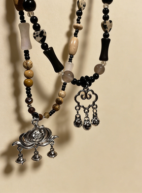 新中式祥云莲花平安锁项链女2026年新款民族风铃铛锁骨链复古配饰