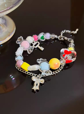 甜美可爱多巴胺彩色糖果爱心手链女轻奢小众高级感手串闺蜜礼物
