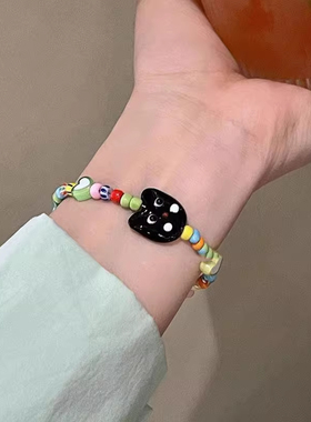 可爱卡通手链女款童趣搞怪小众设计闺蜜手串甜美多巴胺手腕链