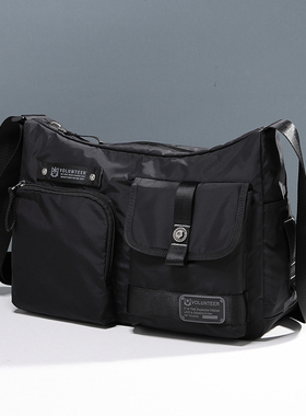 大容量斜挎包男牛津布中年爸爸男士单肩包户外通勤包多口袋帆布包