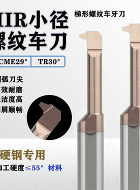 美制29°ACME小孔钨钢梯形螺纹车牙刀小径内孔公制TR30°合金牙刀
