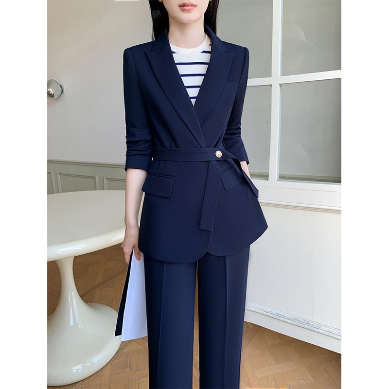 2026新款秋冬季厚款西装套装女气场强大高级感休闲绑带职业装西服