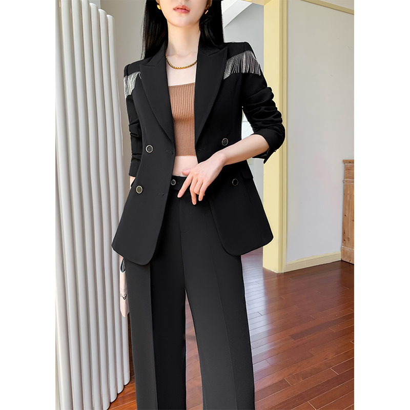 2025春秋季新款西装套装女职业正装大学生面试黑色西服免烫工作服