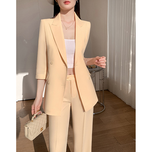 高级感西装外套夏新款修身粉色套装职场OL通勤气质女装韩版小西服