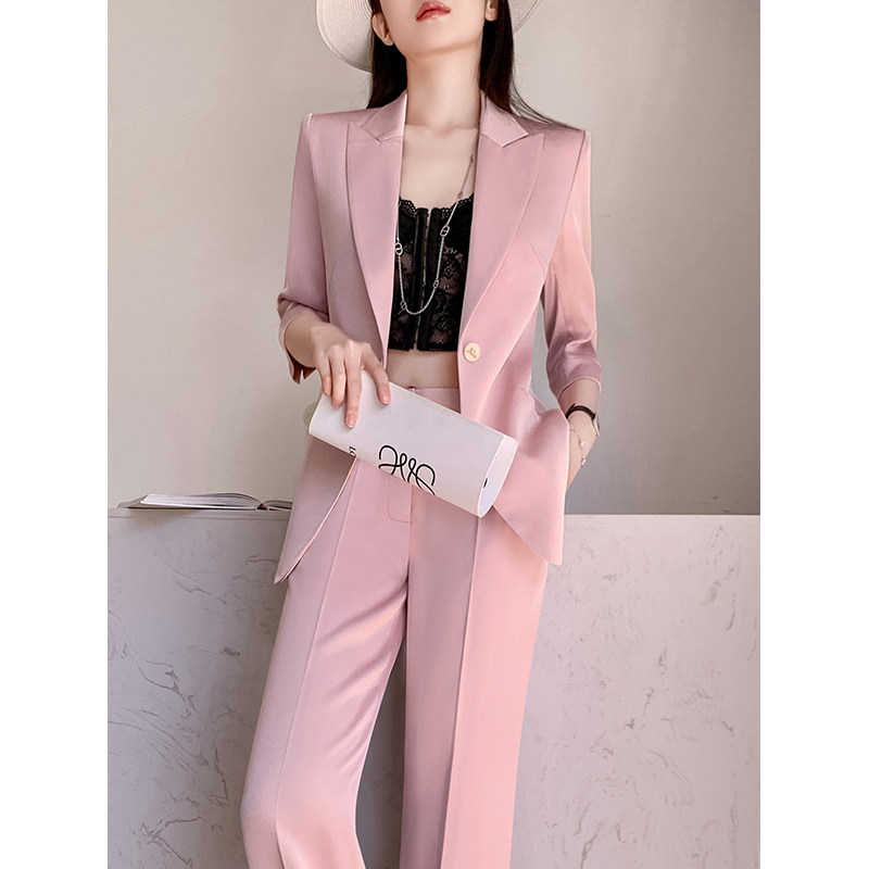 时尚小西装套装女两件套2026春夏修身显瘦气质高级感职业西服外套