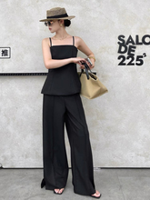 夏季新款法式气质吊带背心搭配垂感阔腿西装裤黑色高级感套装女夏
