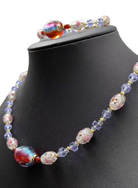 复古简约彩色隔片单珠项链 多巴胺混彩手链简约轻奢钛钢尾新中式