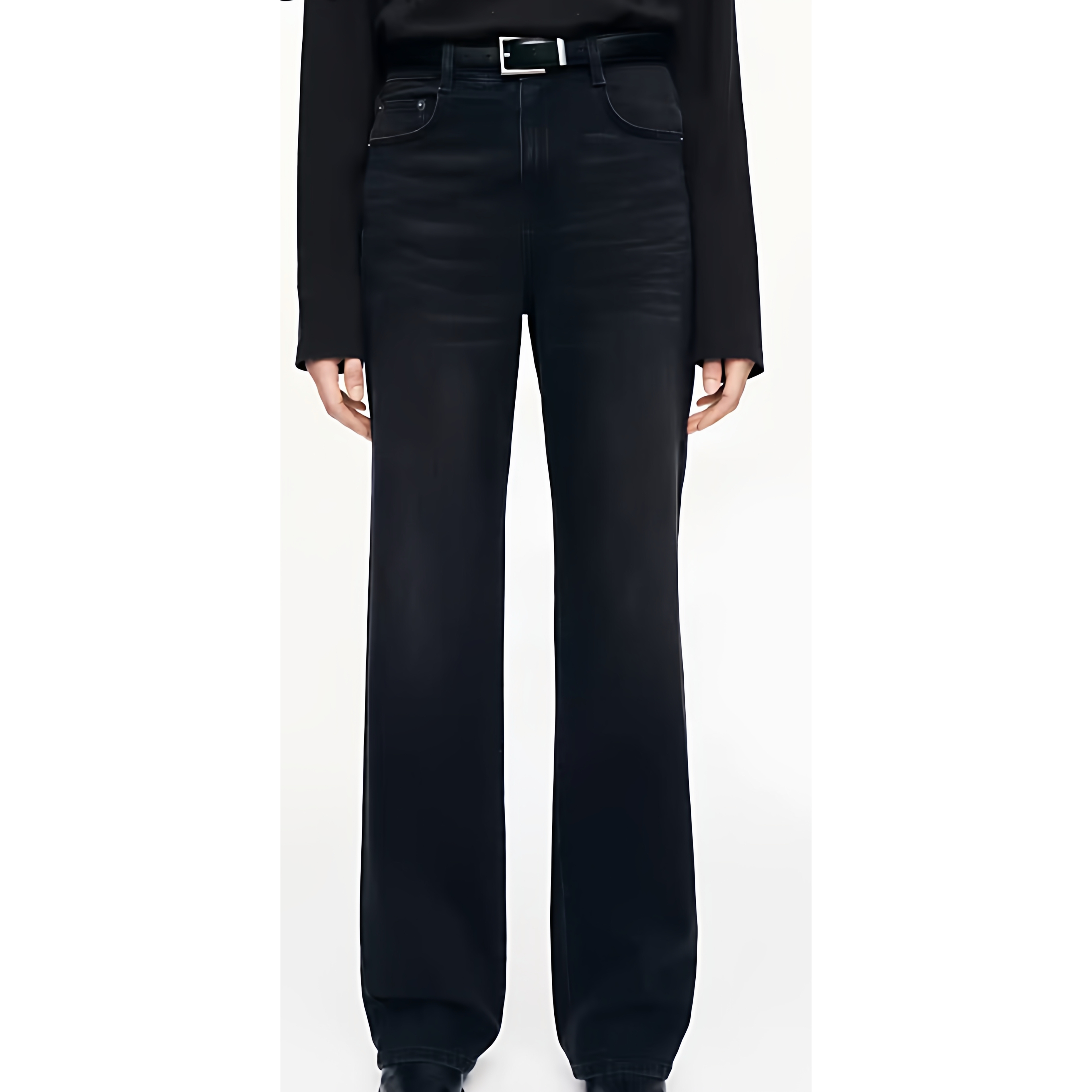 M冬款新款加绒弹力直筒牛仔裤