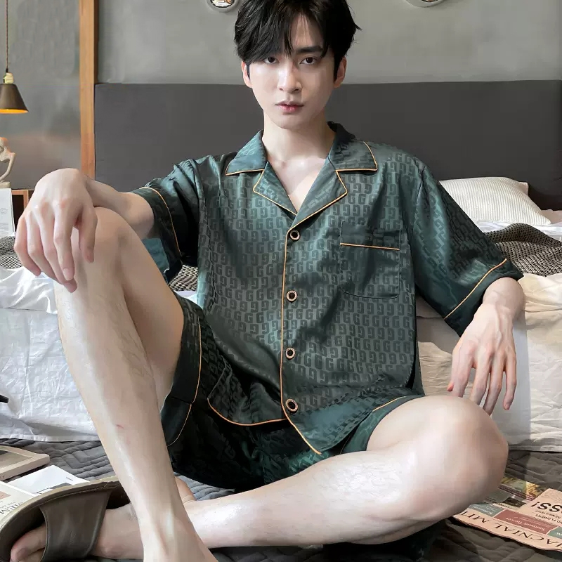 冰丝男士大码睡衣短袖套装