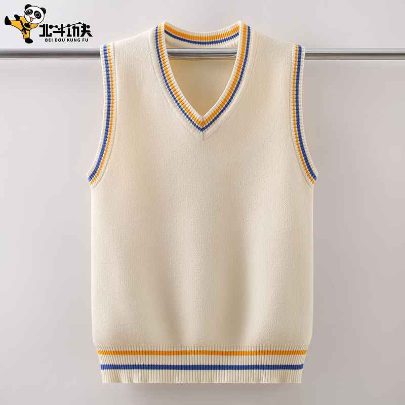 背心春秋纯棉中大童坎肩毛衣编织