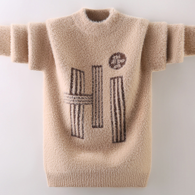 水貂毛毛衣男童韩版冬季