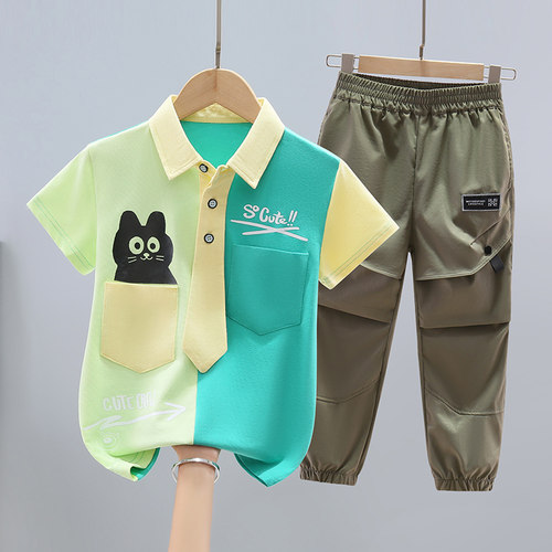 纯棉夏装韩版2件套男童套装