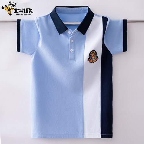 薄款polo衫拼接学院风校服t恤