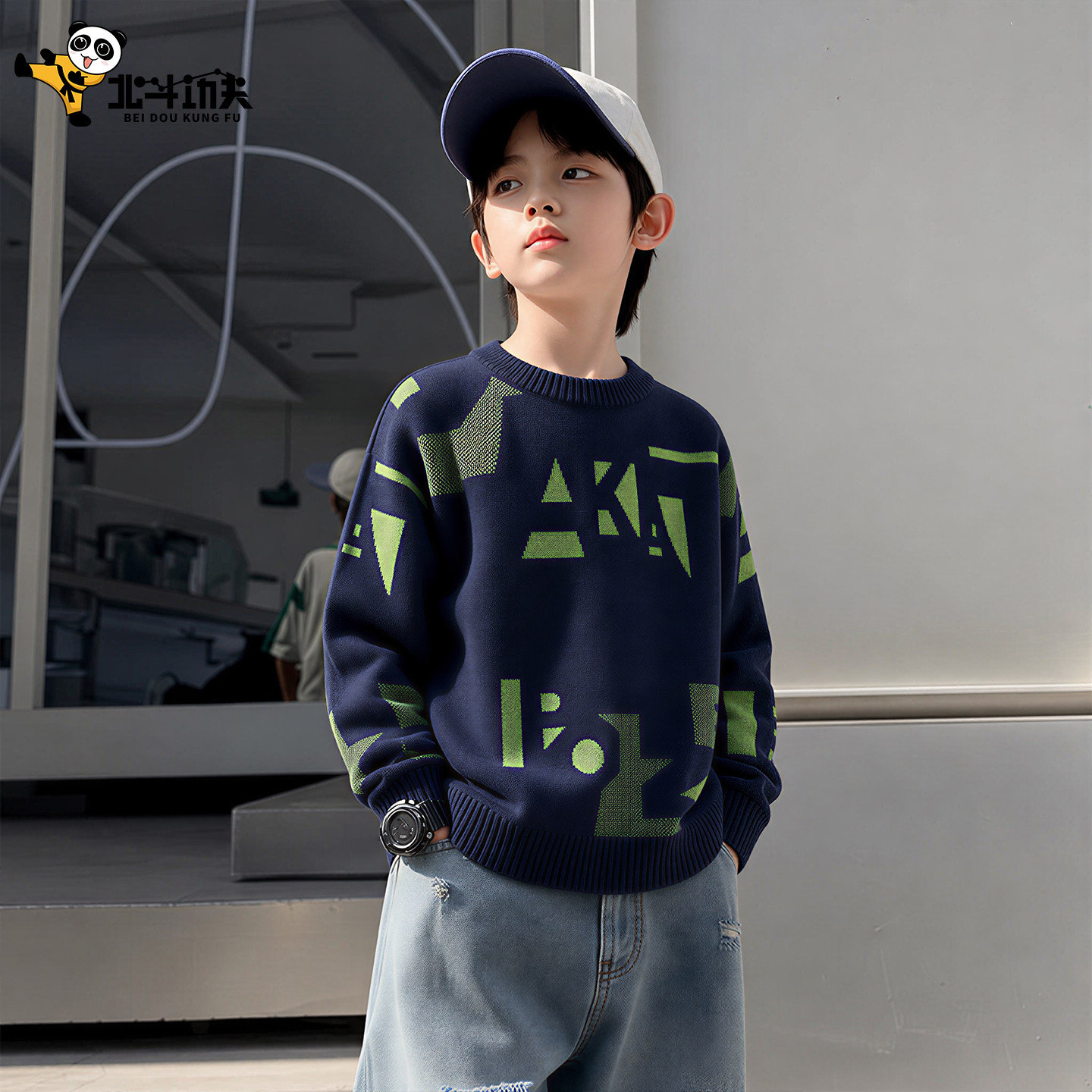 2026新款男童毛衣儿童中大童男孩秋冬款加绒加厚秋装韩版针织衫