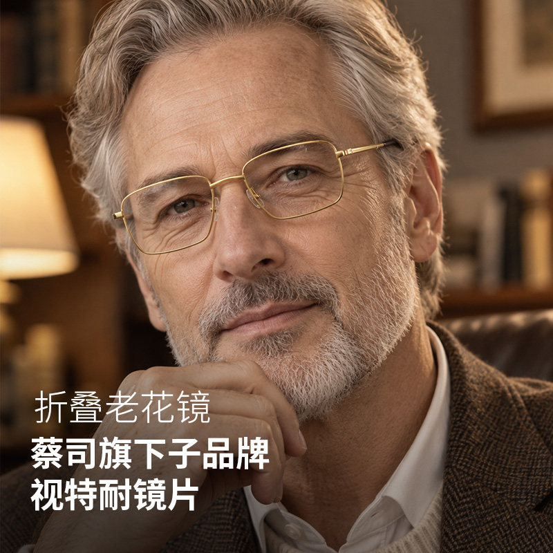 木川折叠老花镜男款方框超轻钛架看近阅读便携式高清防蓝光品牌镜